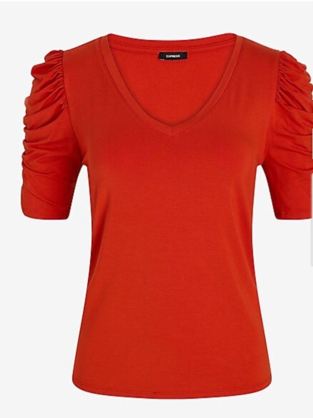 Express Supersoft Skimming V-Neck Puff Sleeve Tee Small
